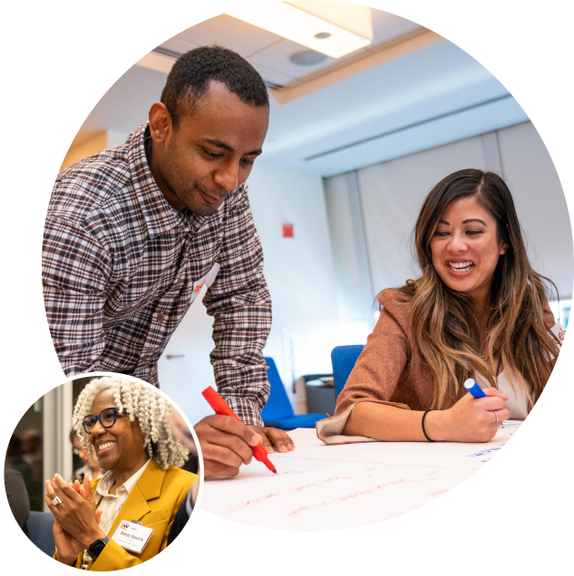 Photo of a man and woman working together.